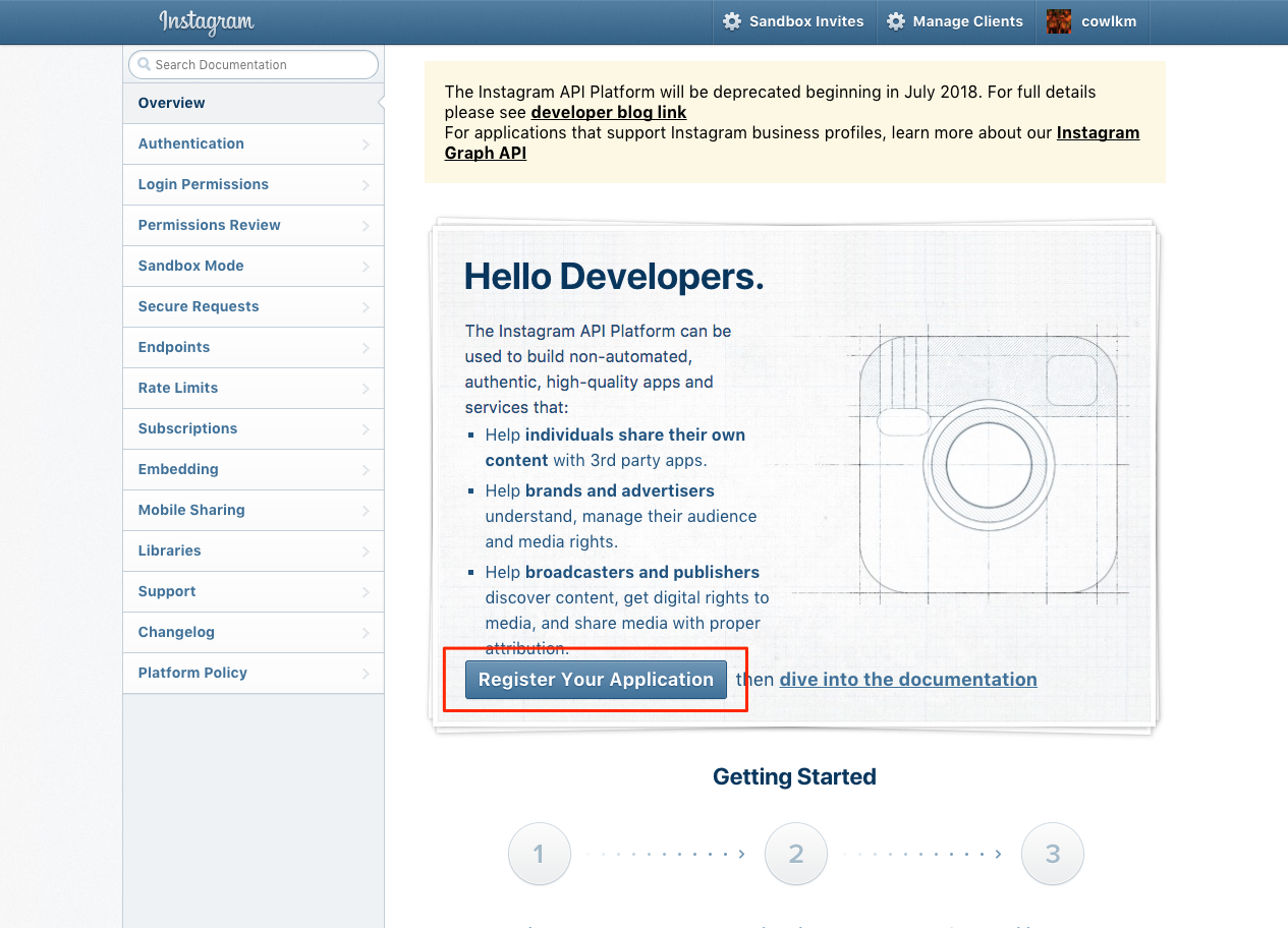 Instagram developers portal