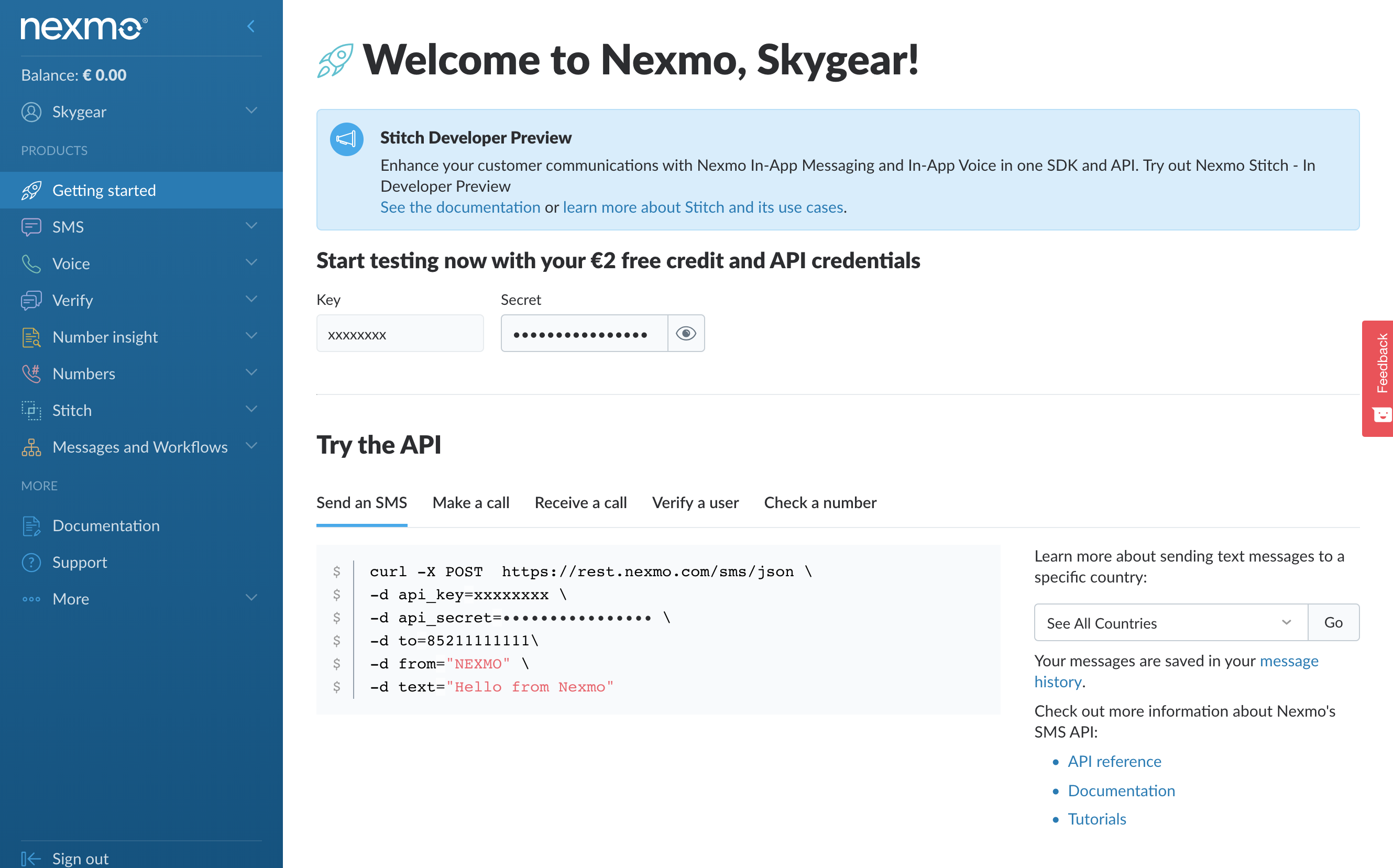 Nexmo Get Started
